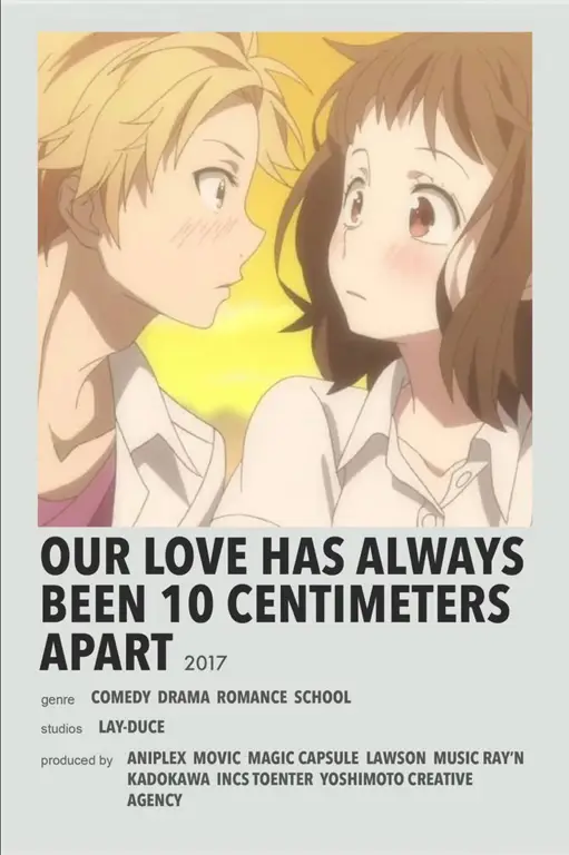 Poster film anime terbaru Makoto Shinkai Poster film anime dengan adegan romantis