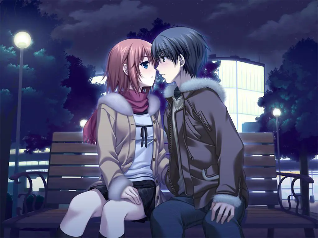 Potret adegan romantis antara Futaba dan Kou Adegan romantis dari anime Ao Haru Ride