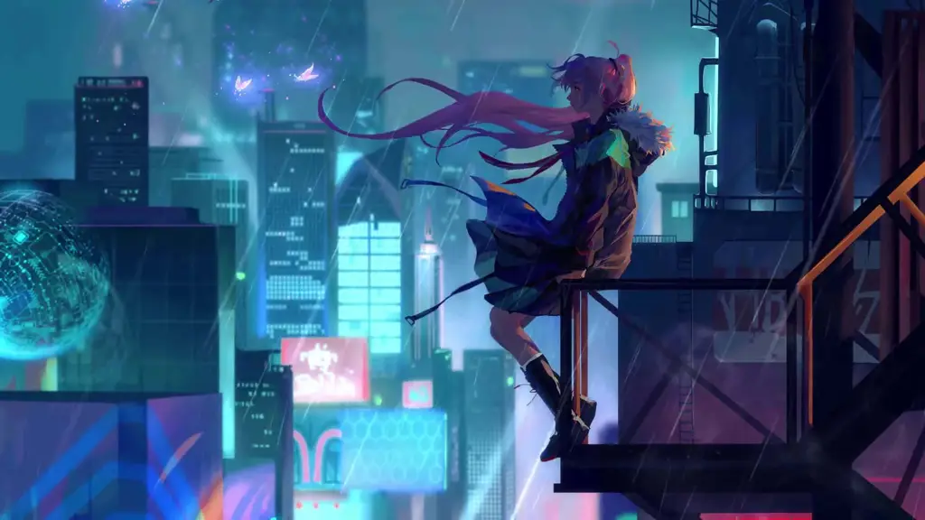 Menikmati film anime pendek romantis di malam hari Suasana menonton film anime di malam hari