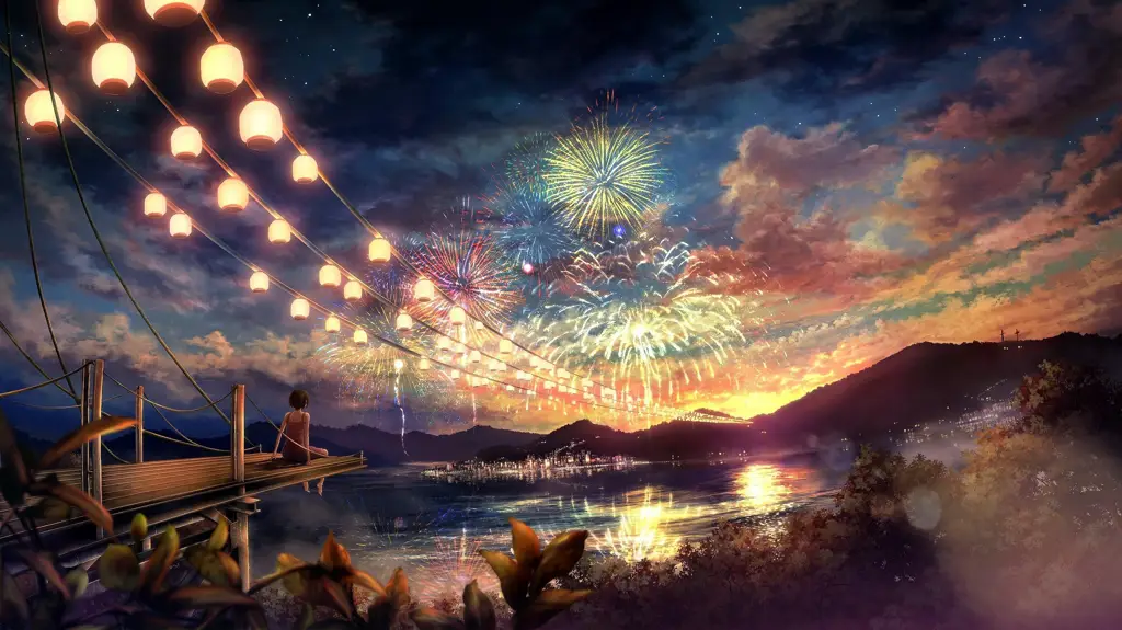 Ilustrasi pemandangan alam yang indah dalam gaya anime Pemandangan anime yang indah