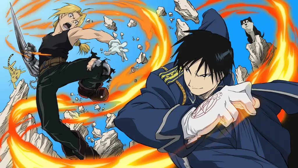 Adegan aksi intens dengan darah dalam anime