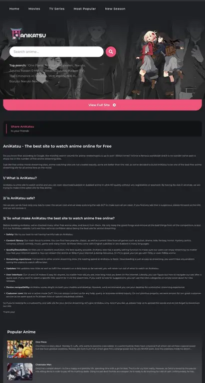 Website Aman dan Terpercaya Ilustrasi website aman untuk mengunduh anime