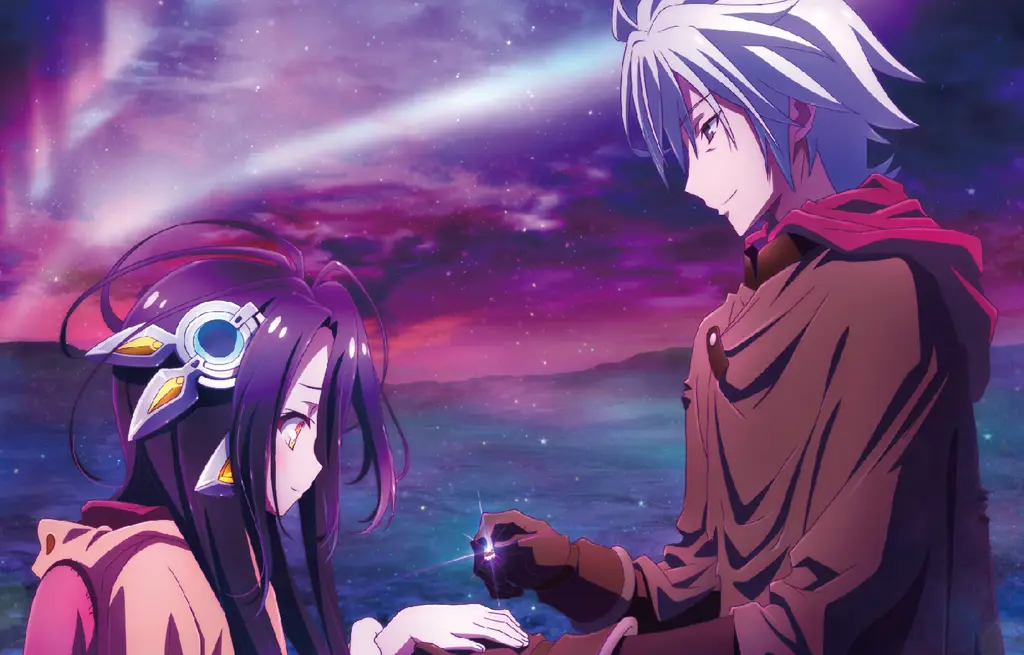 Adegan mengharukan Riku dan Shuvi Gambar Riku dan Shuvi dari No Game No Life Zero