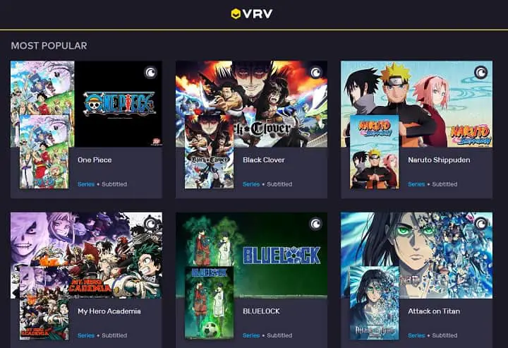 Antarmuka streaming film anime dengan subtitle Indonesia