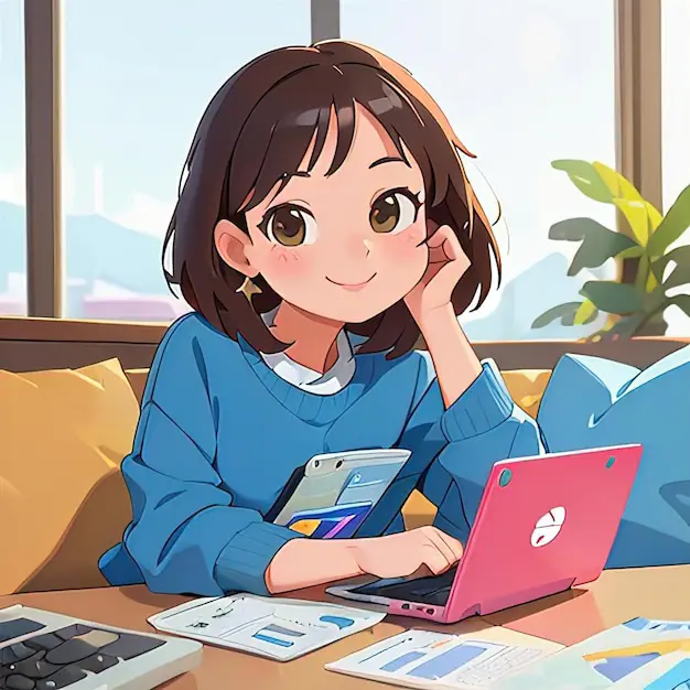 Menikmati film anime Seseorang menonton film anime di laptop