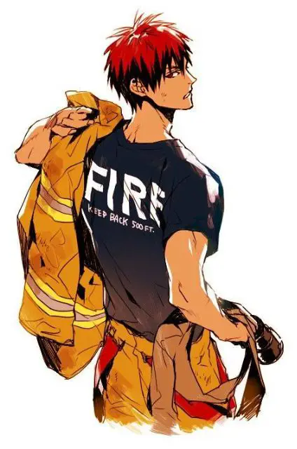 Ekspresi Para Pejuang Api Para petugas pemadam kebakaran dalam anime dengan ekspresi serius