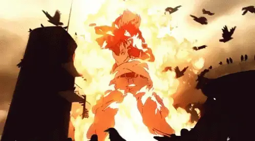 Kobaran Api yang Menegangkan Adegan kebakaran besar dalam film anime