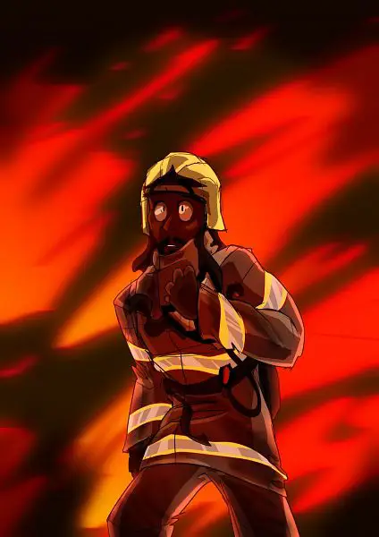 Kerja sama tim yang solid dalam mengatasi kebakaran Adegan anime yang menampilkan kerja sama tim pemadam kebakaran