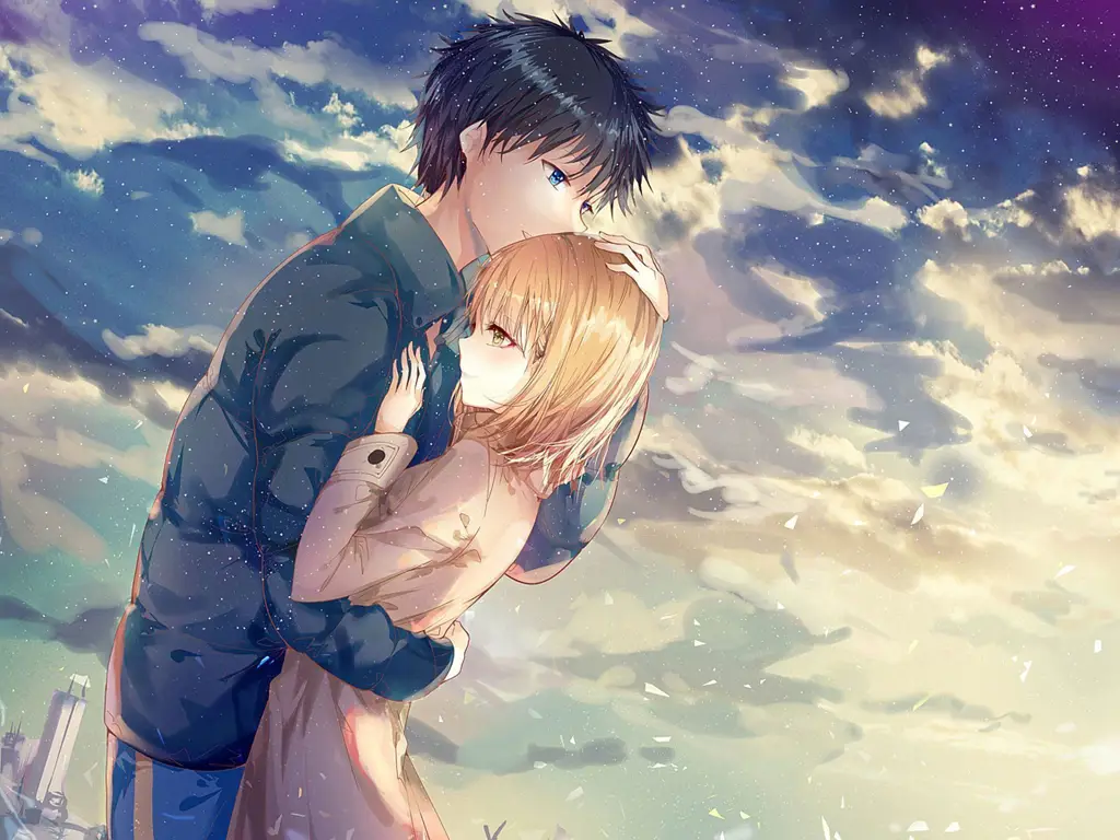 Adegan romantis dari film anime Pasangan anime dalam adegan romantis