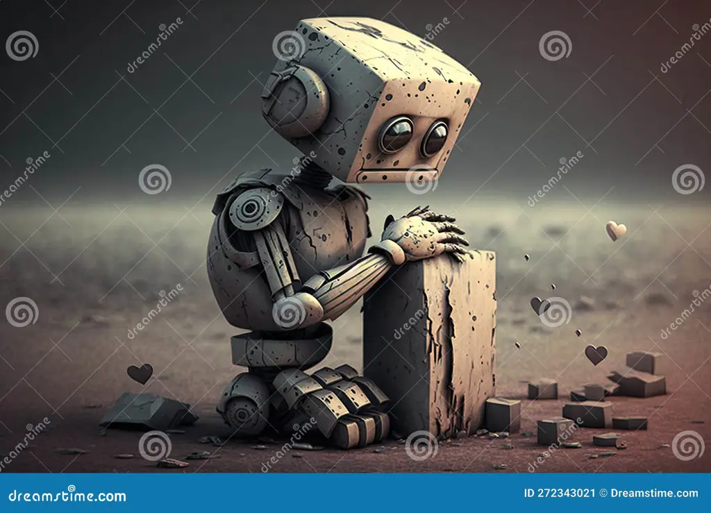 Potret Yumemi Hoshino Gambar robot gadis anime yang sedih