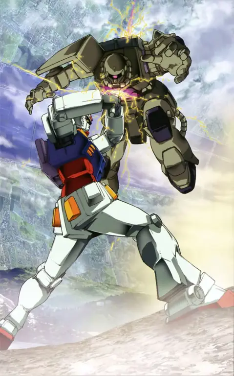 Robot Mecha dalam Aksi Gambar robot mecha anime sedang beraksi