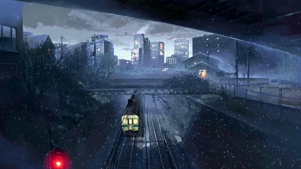 Pemandangan Kereta Api yang Memukau Adegan kereta api dalam anime 5 Centimeter Per Second