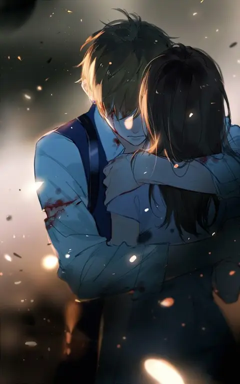 Ilustrasi pasangan anime yang manis Ilustrasi pasangan anime romantis