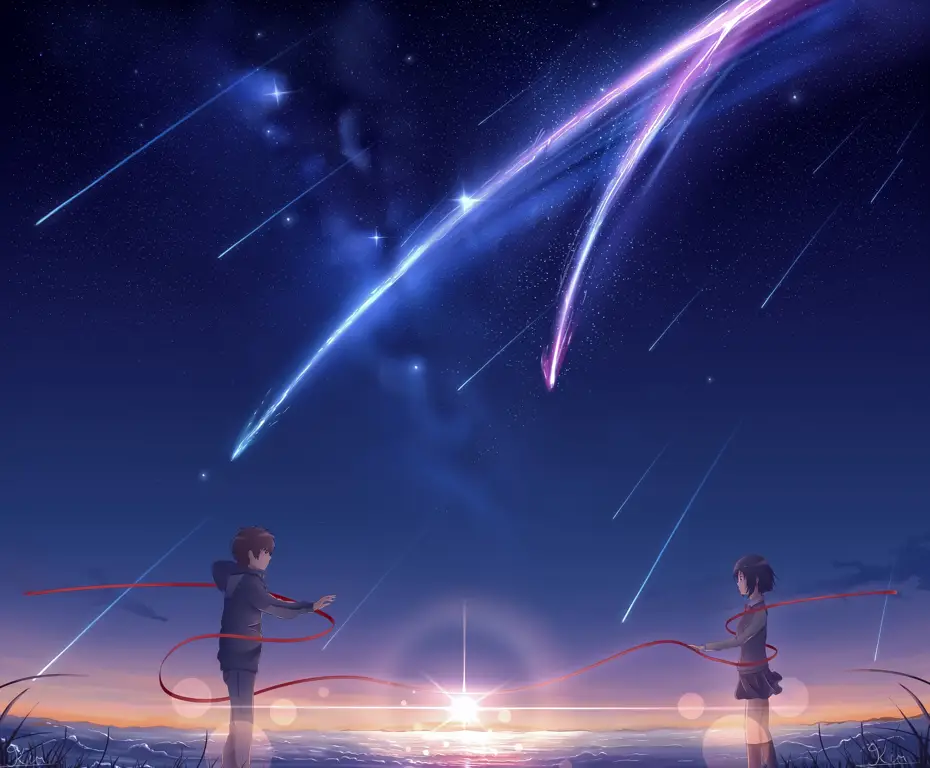 Keindahan animasi Your Name. Adegan ikonik dari film Your Name.