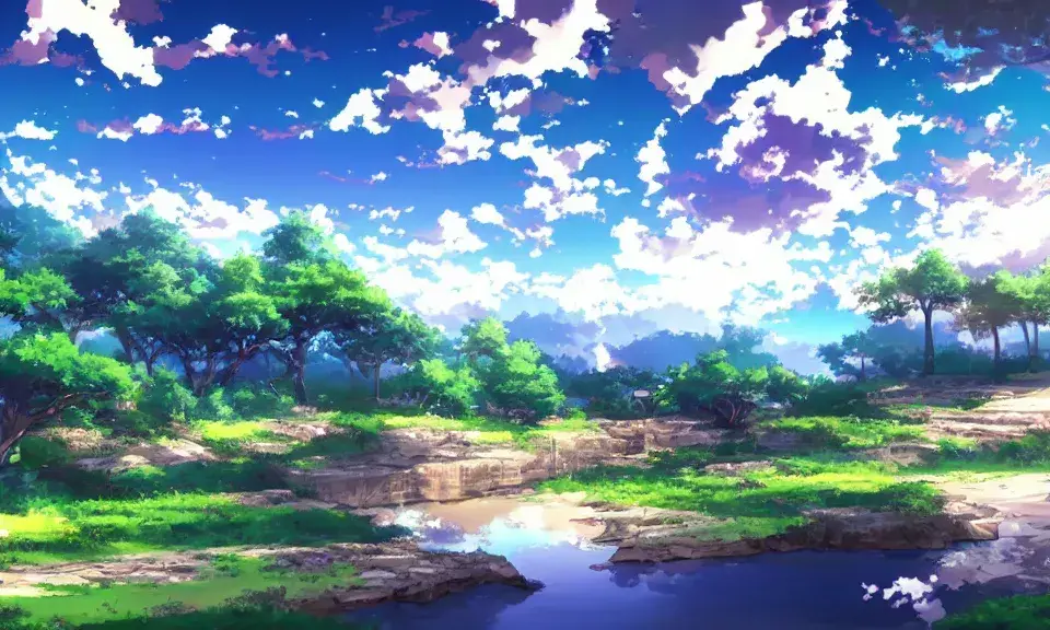 Pemandangan yang menenangkan dalam anime Gambar pemandangan damai dari film anime