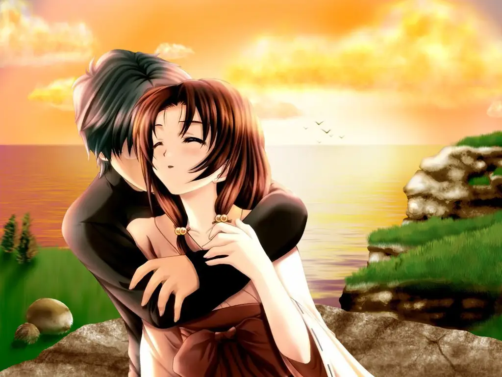 Pasangan Anime Romantis Ilustrasi pasangan anime yang romantis