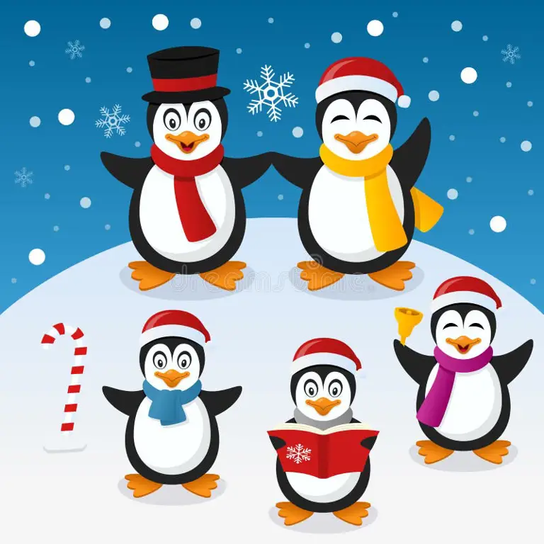Keharmonisan keluarga penguin Animasi keluarga penguin yang harmonis