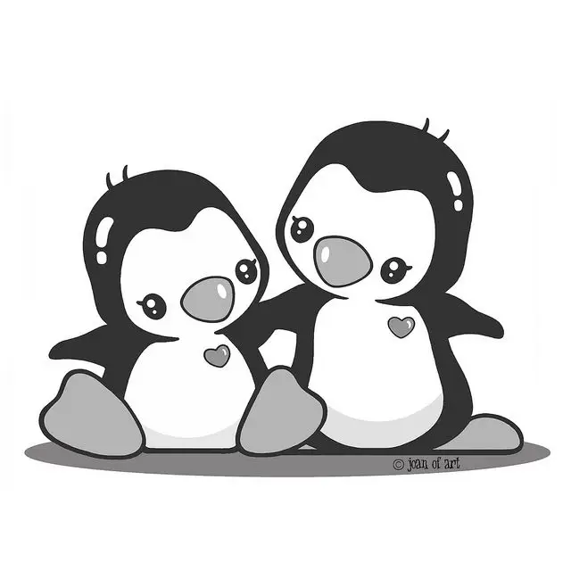 Persahabatan penguin yang mengharukan Gambar penguin anime yang sedang bermain bersama dan menunjukkan persahabatan