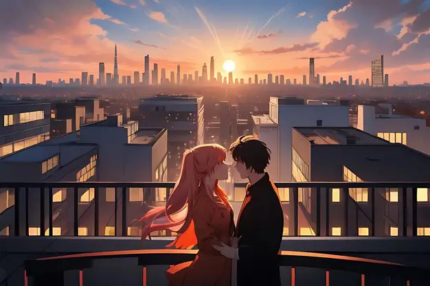 Adegan romantis dalam anime Karakter anime dalam adegan romantis