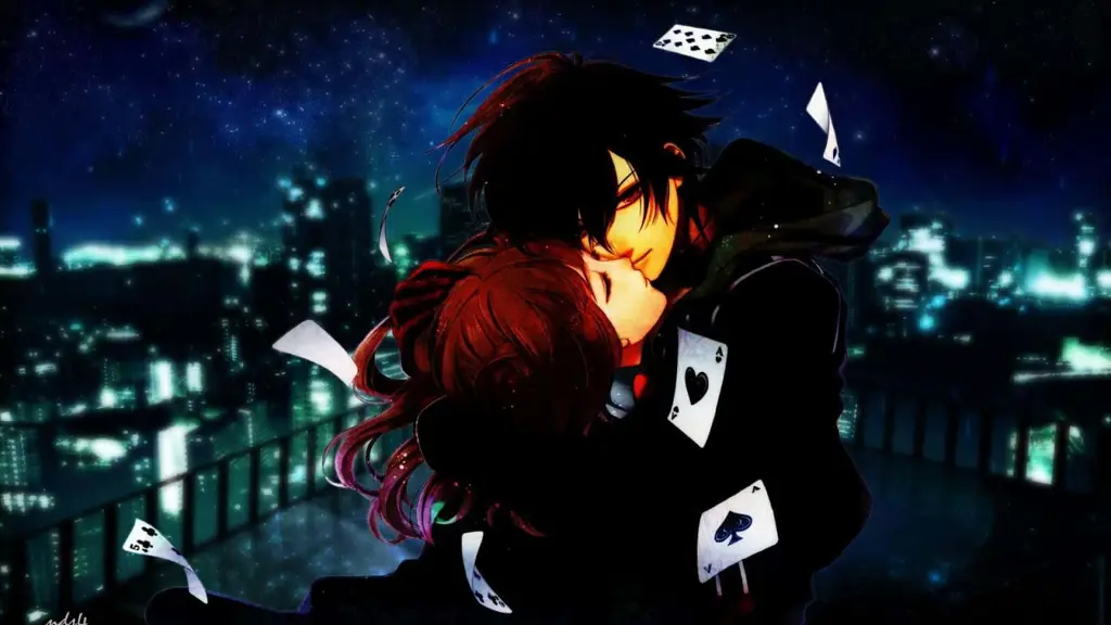 Adegan romantis dalam film anime Karakter anime berpelukan