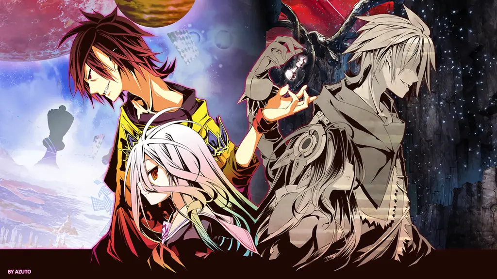 Riku dan Shuvi, dua karakter utama di No Game No Life Zero Gambar Riku dan Shuvi dalam anime No Game No Life Zero