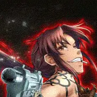 Dutch, Revy, Benny, dan Rock Para karakter utama Black Lagoon dalam satu frame