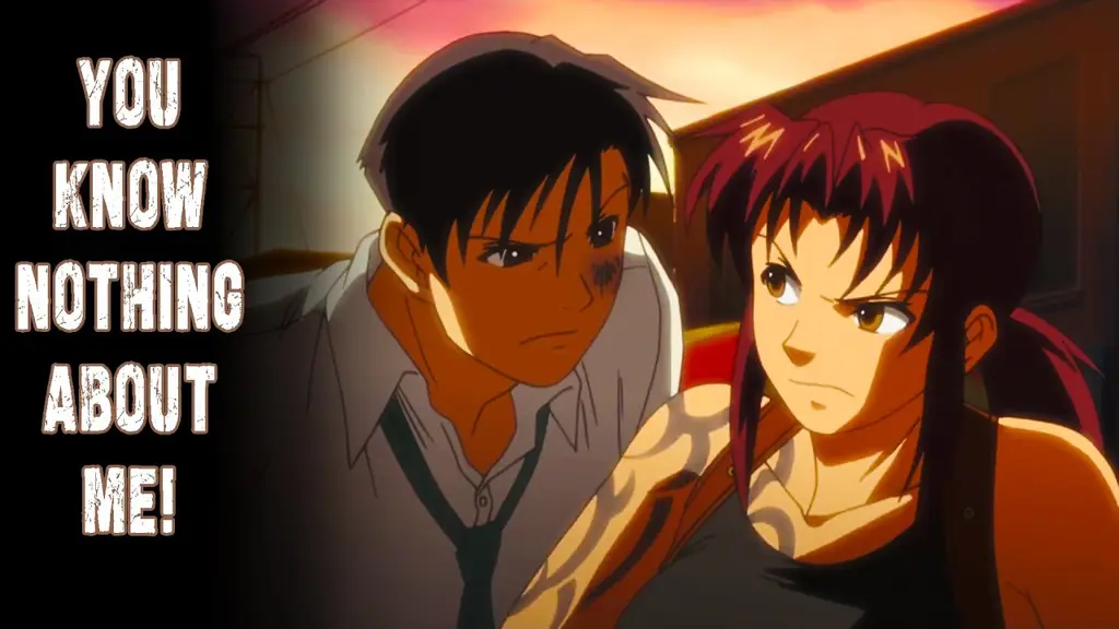 Adegan aksi Revy yang menegangkan Gambar adegan aksi Revy dalam anime Black Lagoon