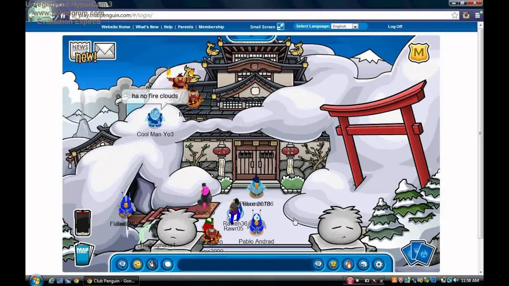 Pemandangan salju Club Penguin dalam sentuhan anime Pemandangan salju di Club Penguin dengan gaya anime yang indah