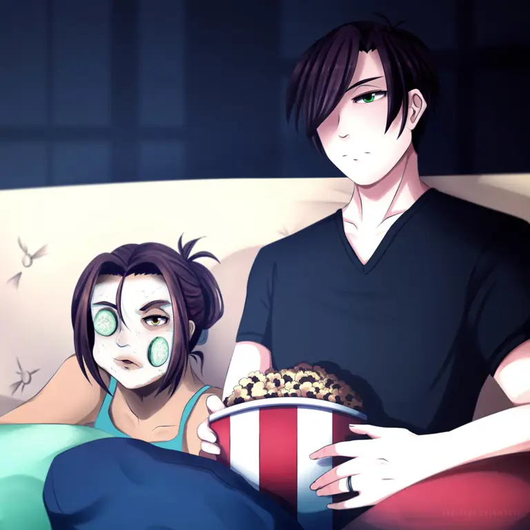 Suasana Menonton Film Anime Gambar pengaturan menonton film anime yang nyaman dan menyenangkan