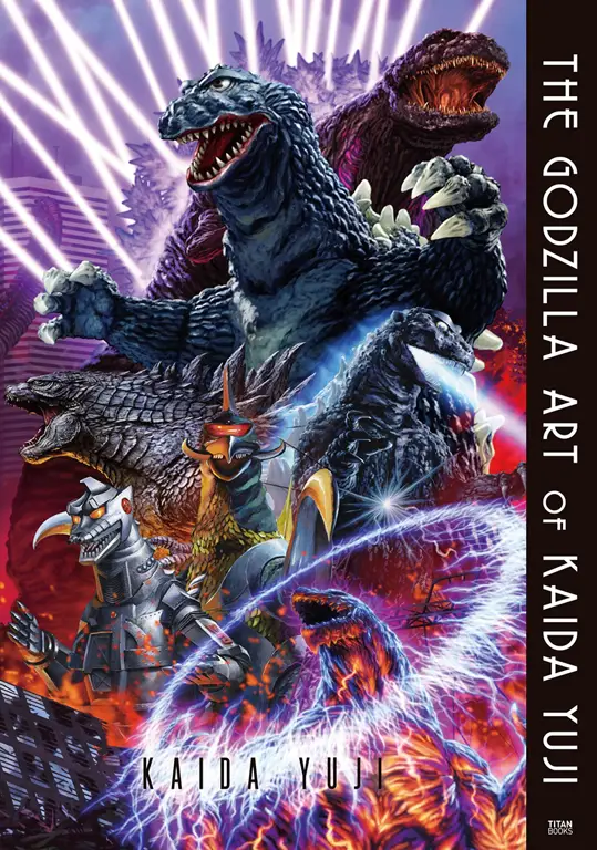 Ilustrasi anime Godzilla yang memukau Gambar ilustrasi anime Godzilla dengan latar belakang kota yang hancur