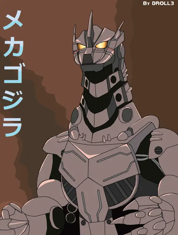 Pertempuran epik Godzilla vs Mechagodzilla Gambar Godzilla bertempur melawan Mechagodzilla dalam gaya anime