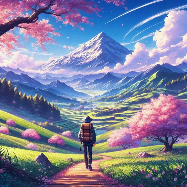 Petualangan seru di alam yang indah Pemandangan alam yang indah dalam film anime petualangan terbaru