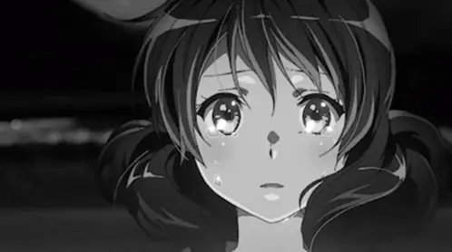 Momen menyentuh dalam film anime Gadis anime sedih sedang menangis