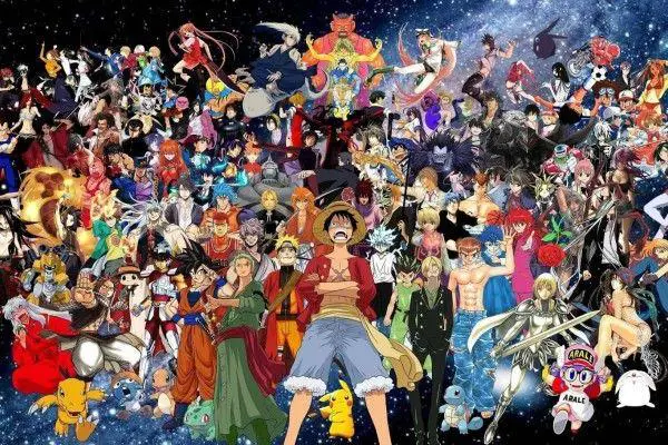 Ilustrasi Adegan Aksi Anime Sci-Fi Ilustrasi adegan aksi dari anime, dengan robot dan teknologi futuristik