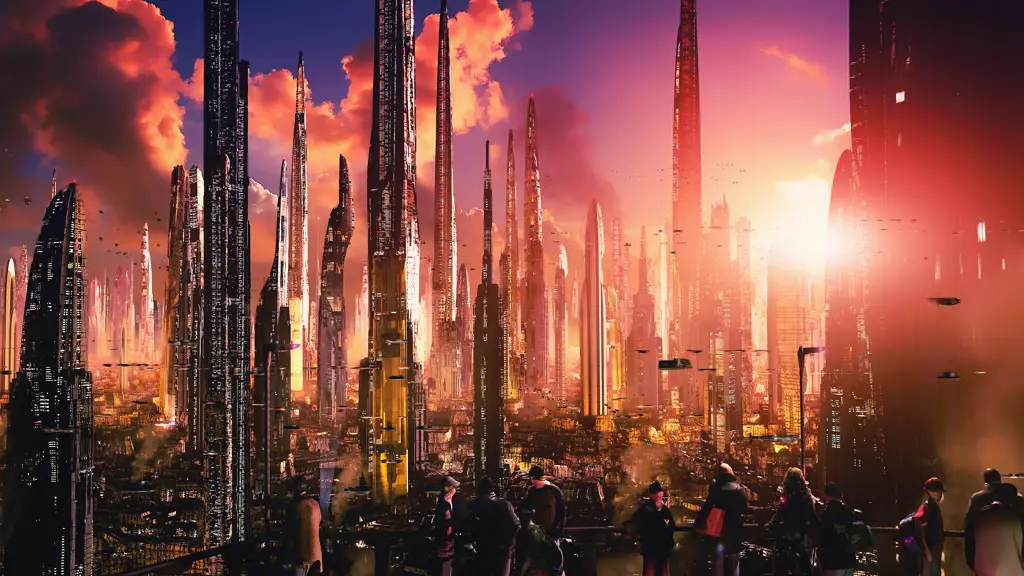 Imajinasi tanpa batas Kota futuristik di planet lain
