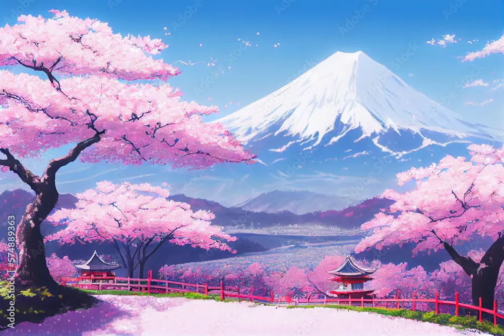 Keindahan bunga sakura dalam anime Gambar bunga sakura bergaya anime