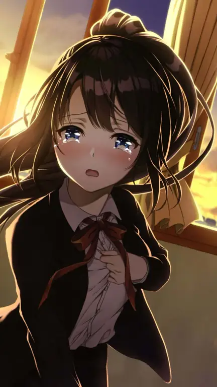 Ilustrasi gadis anime yang menangis Gambar gadis anime menangis