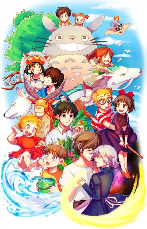 Animasi khas Studio Ghibli yang detail dan indah. Contoh gaya animasi Studio Ghibli.
