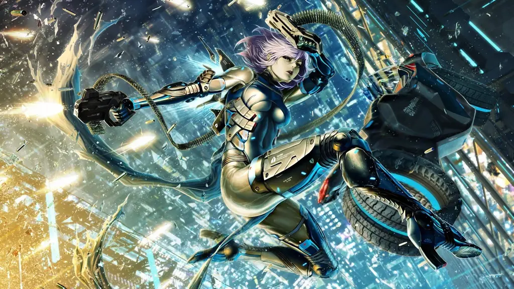 Teknologi Futuristik dalam Anime Gambar ilustrasi kota futuristik dengan teknologi canggih bergaya anime