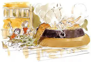 Adegan-Adegan Penting Spirited Away Gambar adegan penting dari Spirited Away yang menunjukkan keindahan animasi dan kekuatan simbolisme.