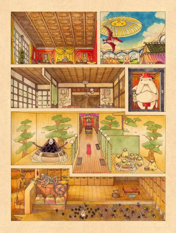 Keindahan Arsitektur Pemandian Roh Gambar pemandian di dunia roh di film Spirited Away