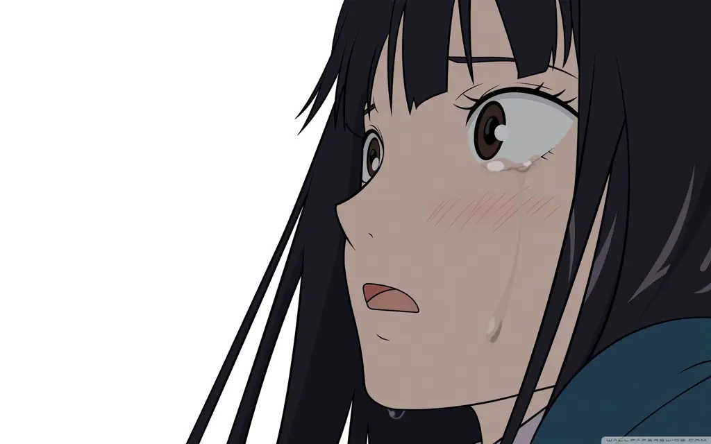 Momen haru biru dalam anime romantis Gadis anime sedih menangis