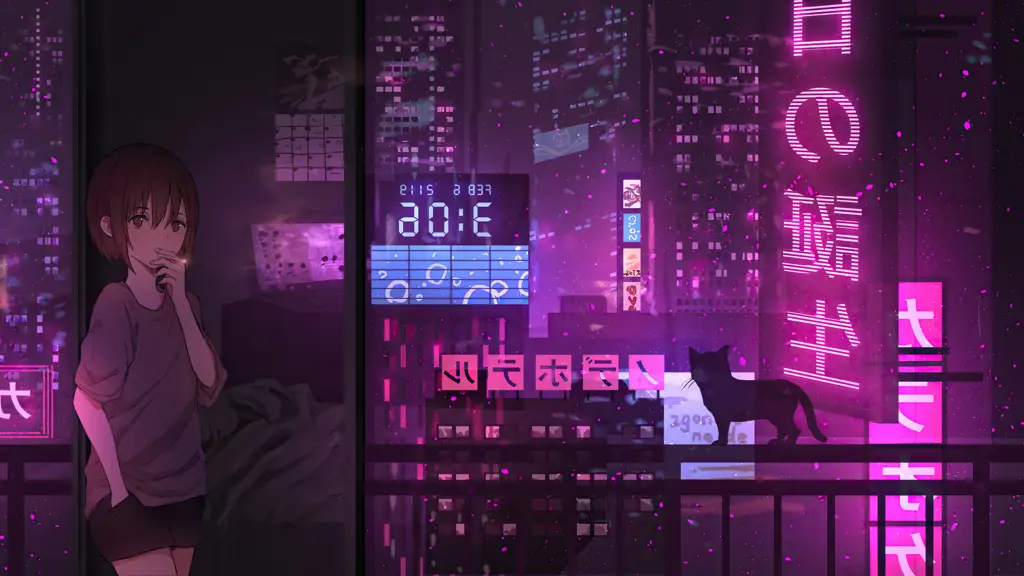 Suasana Cyberpunk di Anime Gambar pemandangan kota cyberpunk di film anime