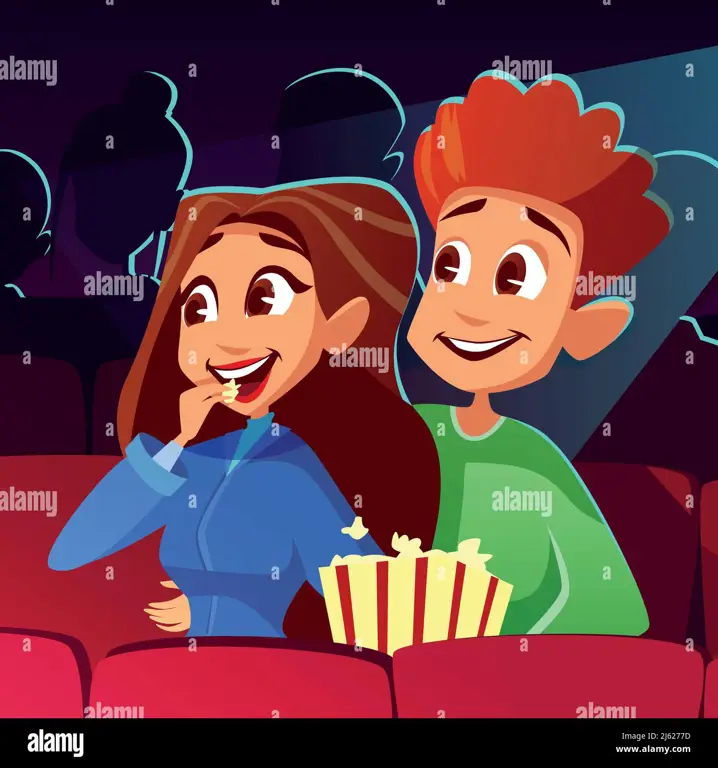 Menikmati Film Anime Favorit Gambar seorang gadis anime yang sedang menonton film dengan ekspresi bahagia