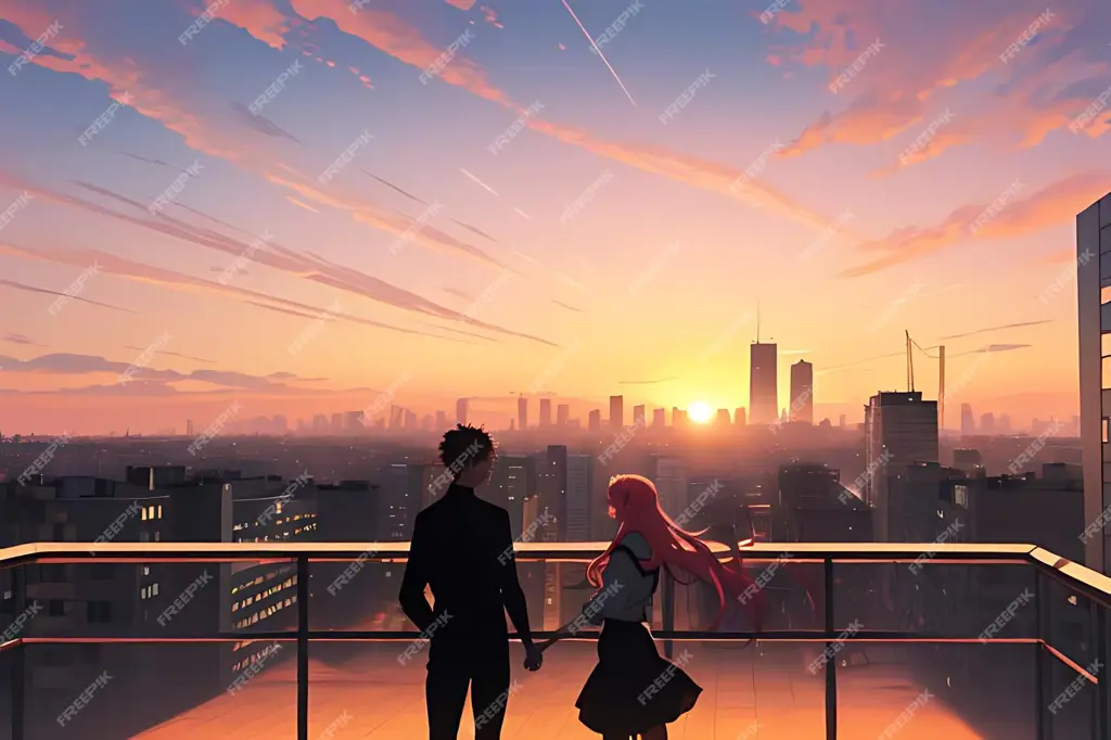 Momen Romantis dalam Anime Gambar adegan romantis dari film anime