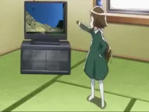 Nikmati Anime Favoritmu Karakter anime menonton televisi
