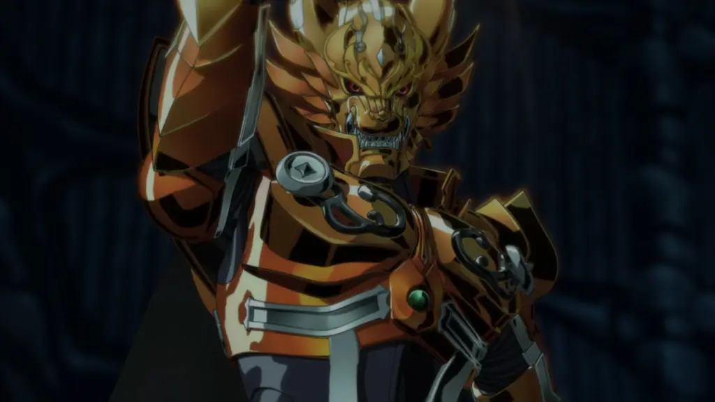 Screenshot yang menampilkan detail visual dan karakter dalam film Screenshot dari film Garo anime movie