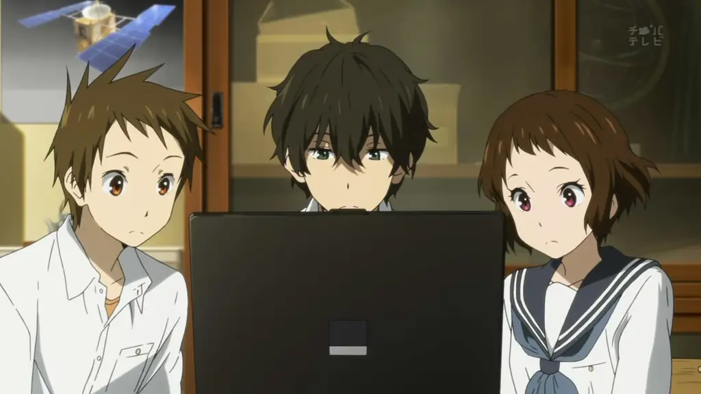 Karakter Anime Menikmati Film Gambar karakter anime menonton film