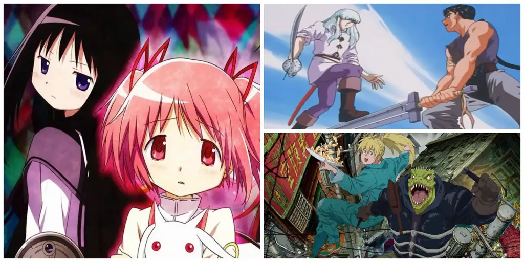 Adegan Fantasi Gelap Adegan dari anime fantasi gelap yang menampilkan pertempuran antara kebaikan dan kejahatan.