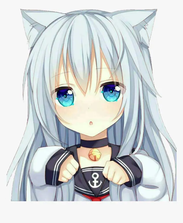 Gambar gadis anime yang lucu berubah menjadi kucing
